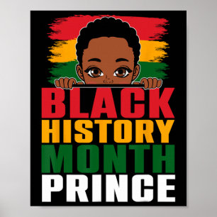 Poster Mês da História Negra Príncipe Menino Afro com Pou