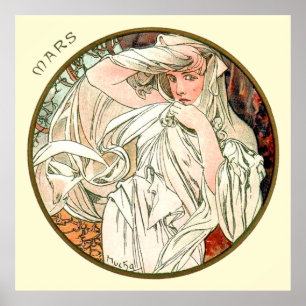 Poster Mês de Alphonse Mucha de março