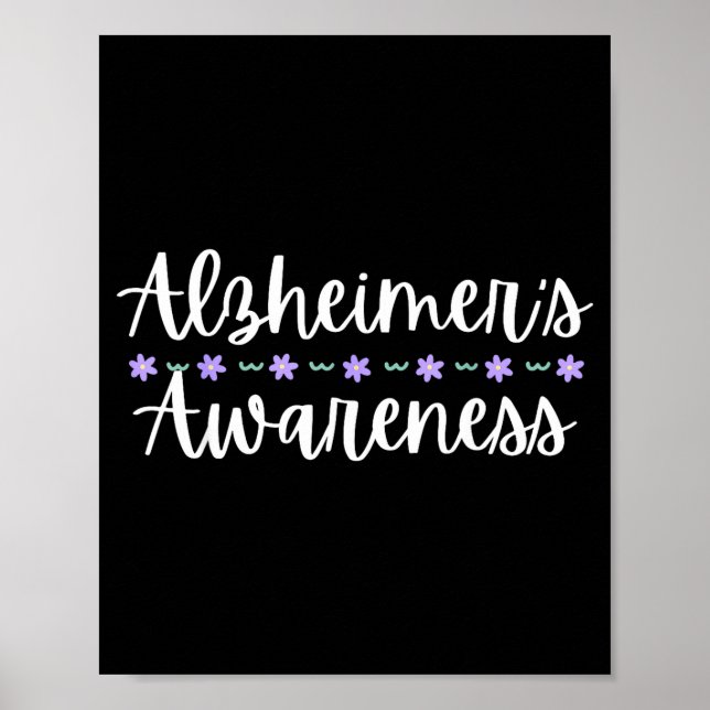 Poster Mês de Conscientização sobre Alzheimer Flor Roxa (Frente)