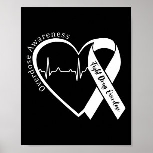 Poster Mês de Conscientização sobre Overdose Coração Laço