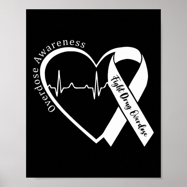 Poster Mês de Conscientização sobre Overdose Coração Laço (Frente)