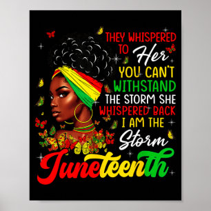 Poster Mês de Juneteenth Menina Africana Mulher Afro Eu S