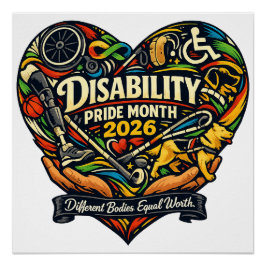 Póster Mês do Orgulho da Deficiência 2026 Coração Design