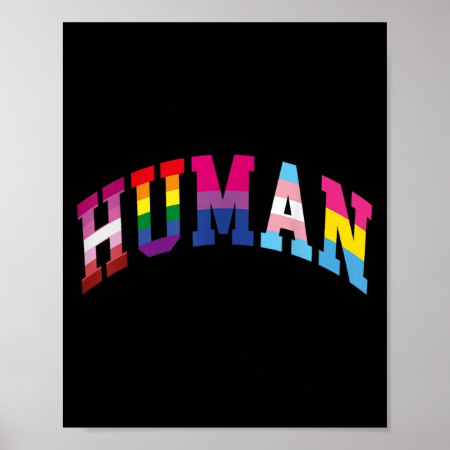 Poster Mês do Orgulho Humano Lgbt Gay Rainbow Igualdade T (Frente)