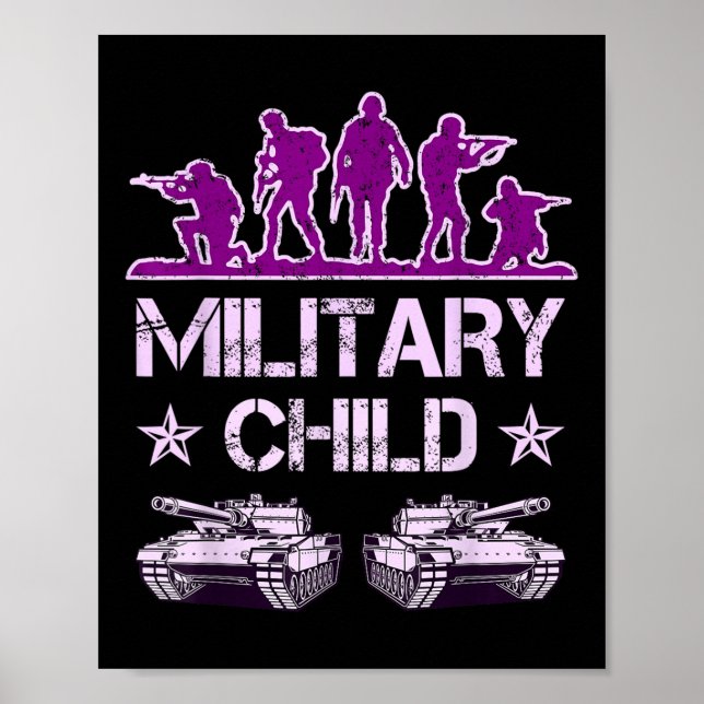 Poster Mês Infantil Militar Para Crianças Roxadas Para Ca (Frente)
