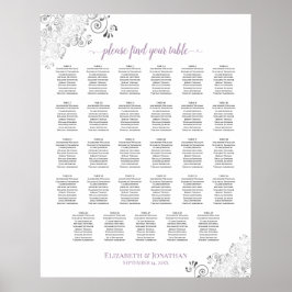 Poster Mesa 29 Gráfico de Casamento Lavanda Branco