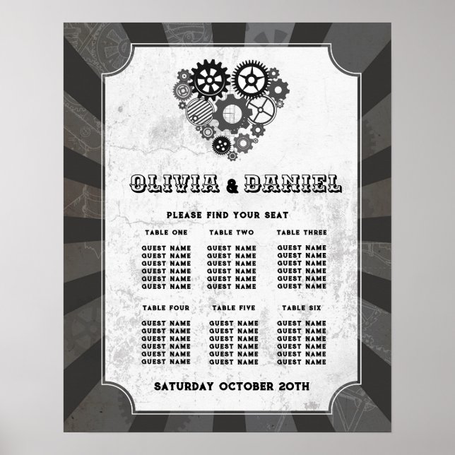 Poster Mesa 6 Casamento Steampunk De Casamento De Planos  (Frente)