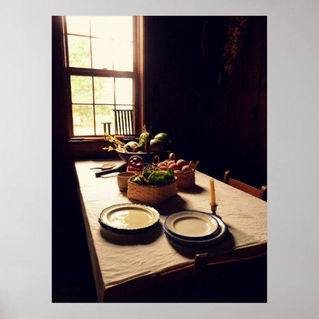 Póster Mesa Antiquada de Cozinha (Frente)