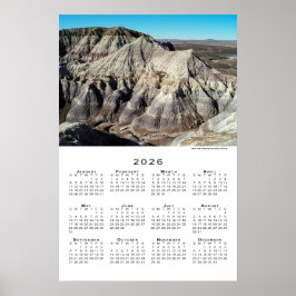 Poster Mesa Azul Deserto Montanhas Terrenos Áridos Calend