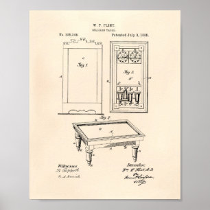 Poster Mesa Billiard 1888 Patent Art - Old Peper