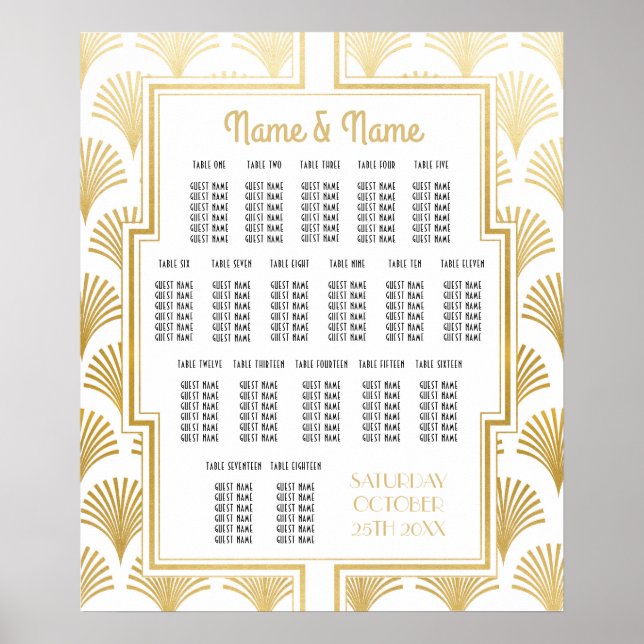 Poster Mesa Casamento Gatsby Deco 1920 18 Mesas (Frente)