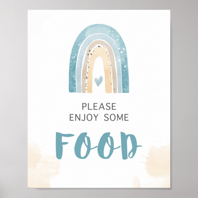 Poster Mesa comida Símbolo azul Boho Chá arco-íris (Frente)