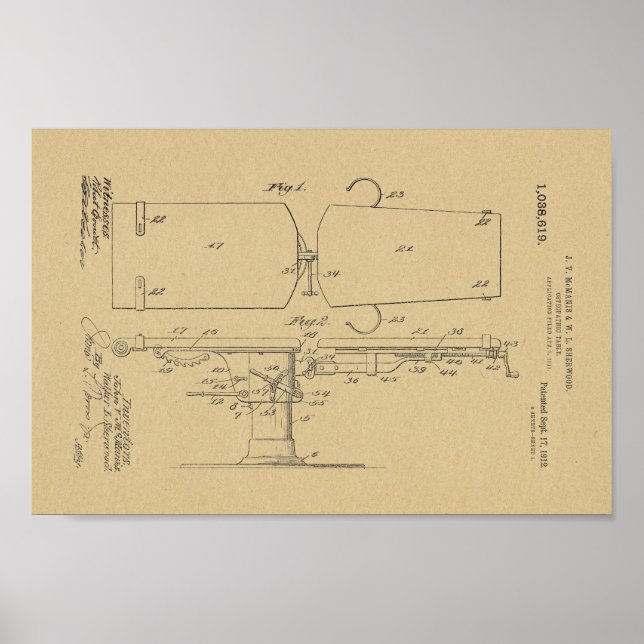 Póster mesa de 1912 Vintage (Frente)
