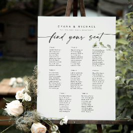 Poster Mesa de 8 Modernas Encontre Seu Assento Carta de A