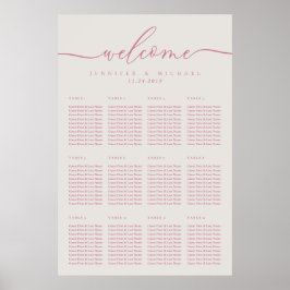 Poster Mesa de Assento de Casamento Simples Creme Rosa Do
