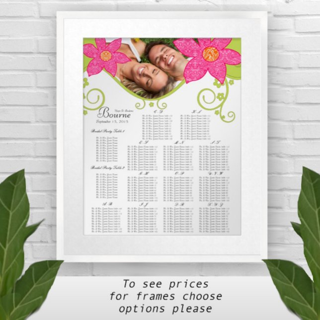 Póster Mesa de Assentos de Flor Rosa Número da Mesa Alfab (Criador carregado)