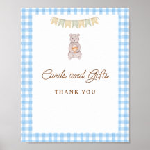 Mesa de Bebê Rustica Urso Azul Xadrez