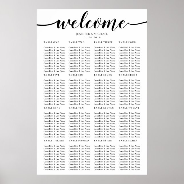 Poster Mesa de Boas-vindas de Assentos de Casamento Simpl (Frente)