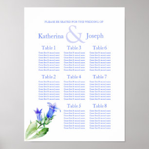Póster mesa de Casamento Azul Planner 1-8