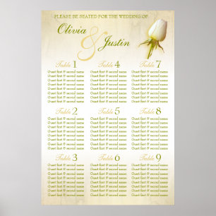 Poster Mesa de Casamento de Casamento de Rosa Branca Plan