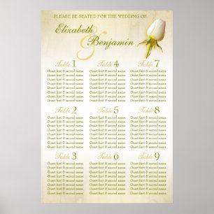 Póster Mesa de Casamento de Casamento de Rosa Branca Plan