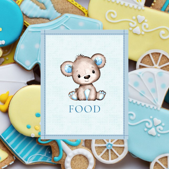 Poster Mesa de Comida Fofa Urso Marrom Chá de Bebê (Criador carregado)