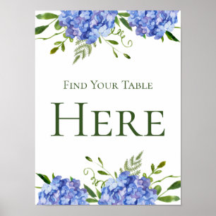 Poster Mesa de Encontrar de Hortênsias Azuis LGBTQ Floral
