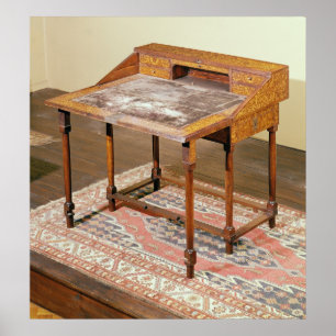 Póster Mesa de escrita, noz com marquetry do arabesque
