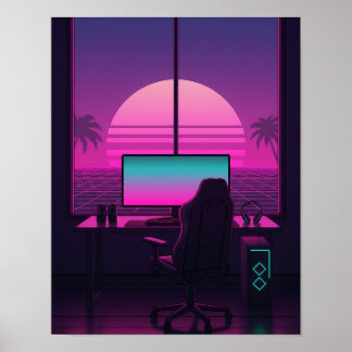 Poster Mesa de Jogo Vaporwave