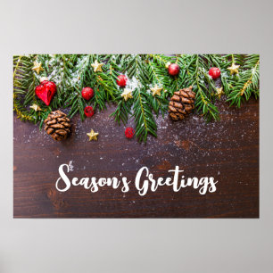 Poster Mesa de Natal russa com pinheiro e neve