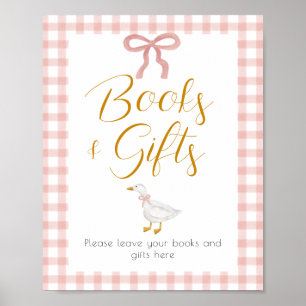 Poster Mesa de Presente de Chá de Bebê Xadrez Rosa Silly