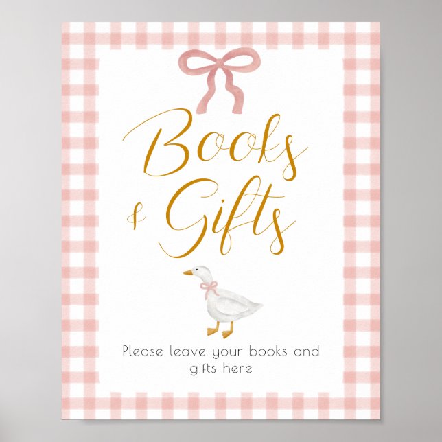 Poster Mesa de Presente de Chá de Bebê Xadrez Rosa Silly  (Frente)