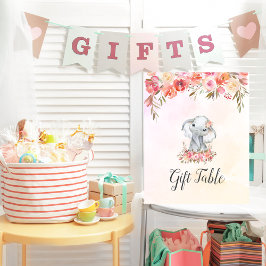 Poster Mesa de Presentes para Chá de Bebê Elefante