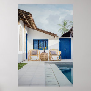 Poster Mesa e duas cadeiras, perto da piscina de nataçã