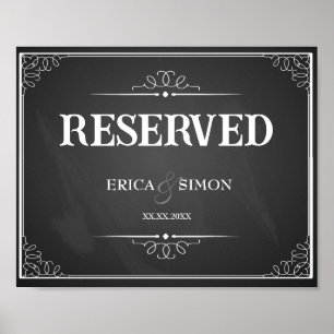 Póster Mesa reservado do quadro do sinal do casamento