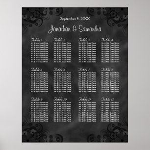 Póster Mesas do preto 12 do hibiscus que Wedding a carta