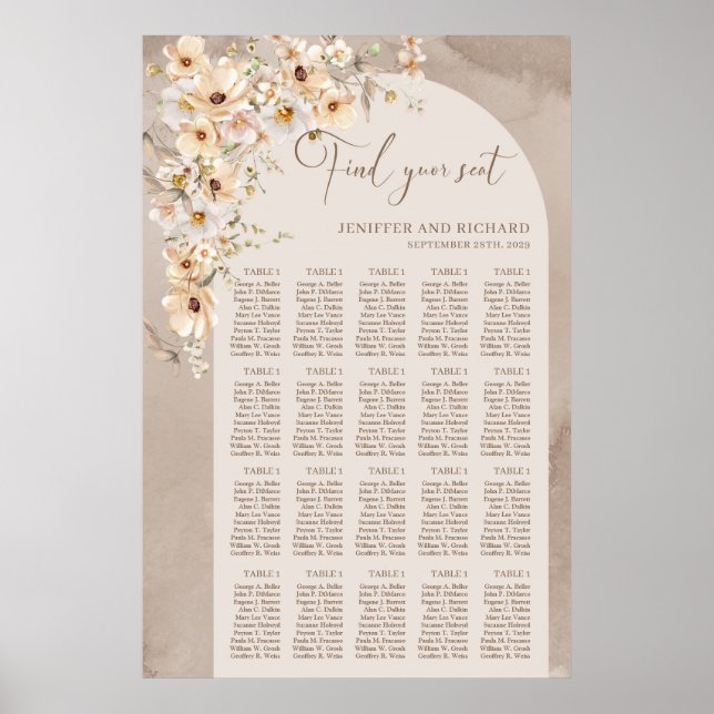 Poster Mesas naturais de flores silvestres de arco de boh (Frente)