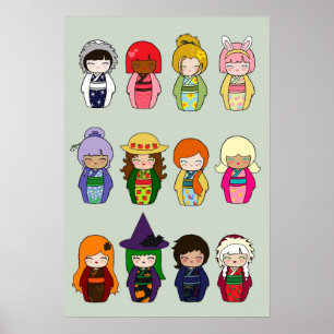 Póster Meses de Kokeshi