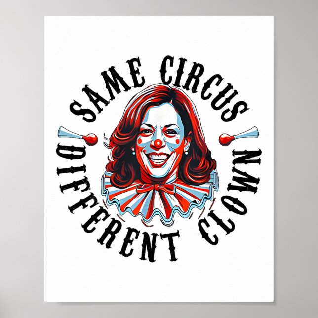 Poster Mesmo Circo Diferente Palhaço Funny Kamala Harris  (Frente)