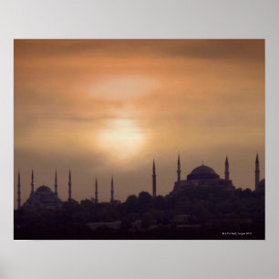 Póster Mesquita azul e Hagia Sophia Turquia, Istambul