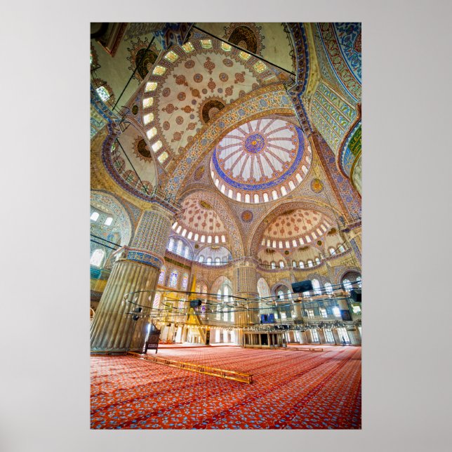 Póster Mesquita Azul Interior em Istambul (Frente)