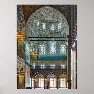Poster Mesquita de Ahmed da sultão. Projeto interior