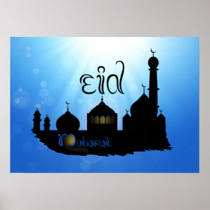 Póster Mesquita de Eid Mubarak com tipografia