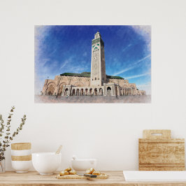 Poster Mesquita de Marrocos Casablanca Hassan 2 Islâmico