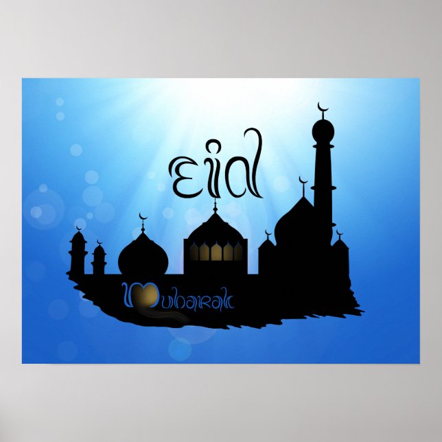 Póster Mesquita Eid Mubarak com Tipografia (Frente)