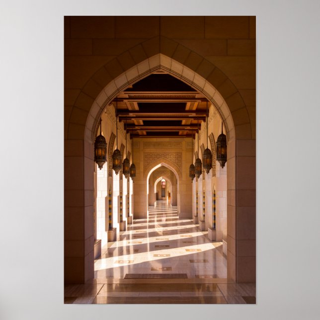Poster Mesquita Sultan Qaboos Grand em Mascate, Omã (Frente)