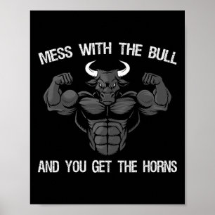 Poster Mess Com O Touro E Você Pega O Bodybuild De Chifre