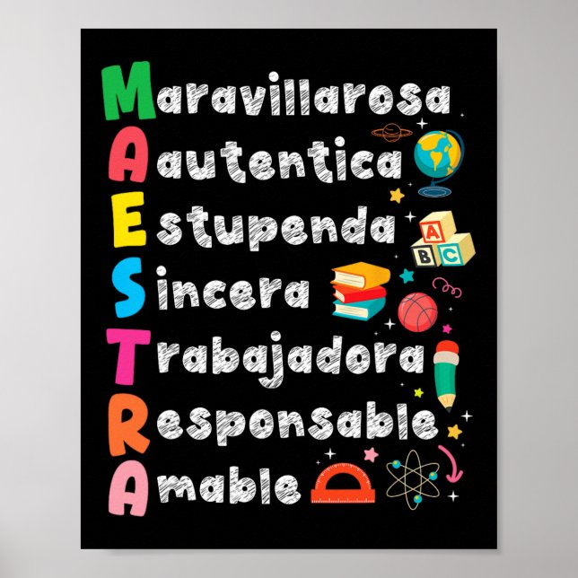 Poster Mestra Acrônimo Professora de Espanhol Volta às Au (Frente)