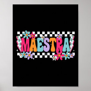 Poster Mestra Professora Espanhola Volta às Aulas Primeir
