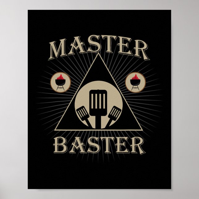 Poster Mestre Baster Engraçado Churrasco Bbq Carne Pitmas (Frente)